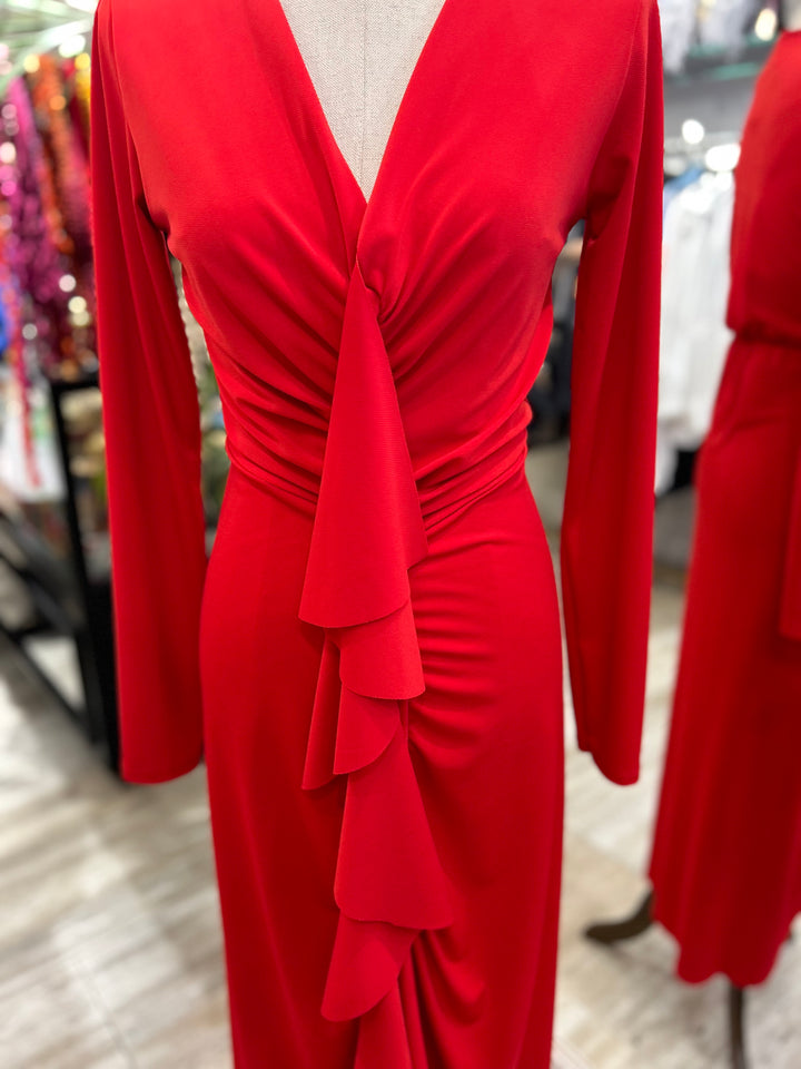 VESTIDO VOLANTE ROJO