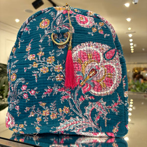 BOLSA ESTAMPADA FONDO AZUL PETRÓLEO