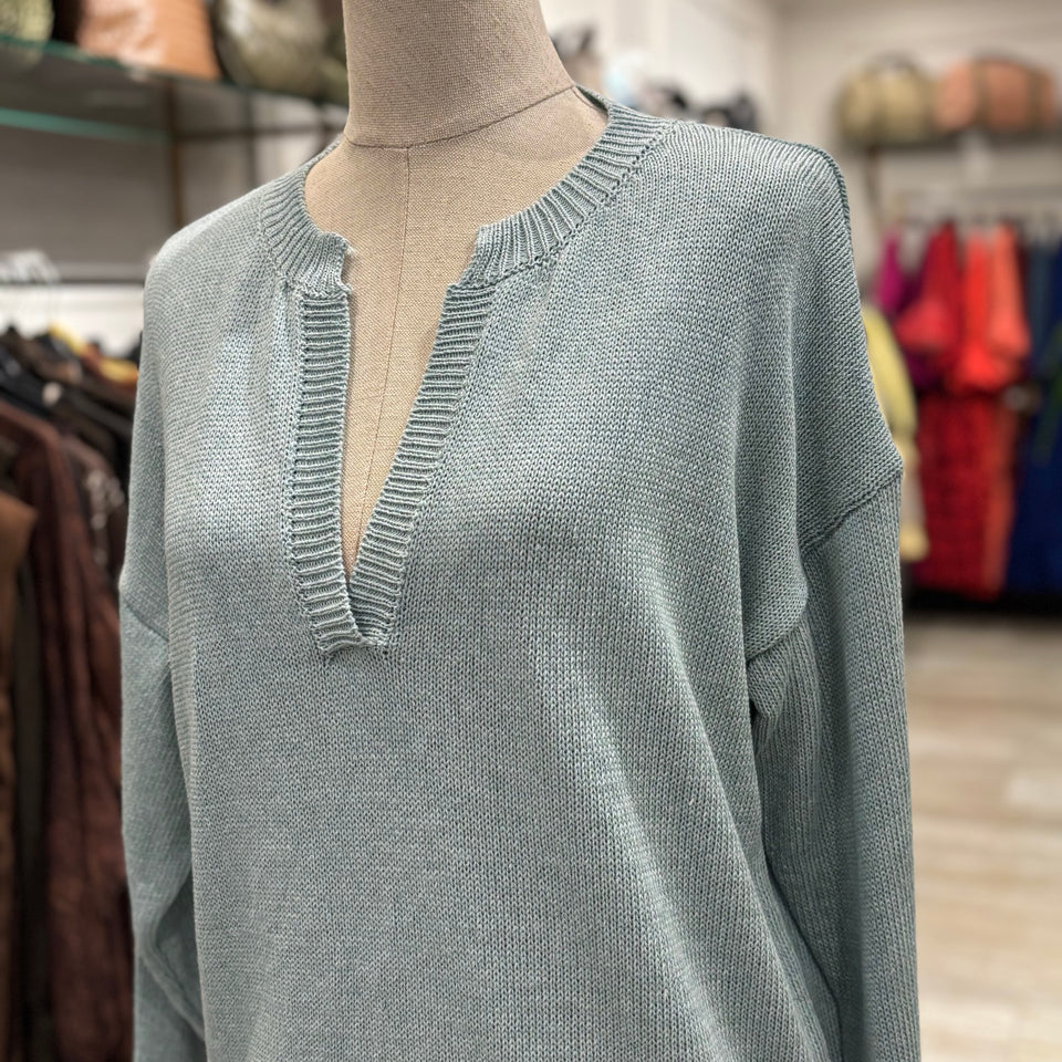 JERSEY VERDE AGUA CUELLO V PUNTO FINO