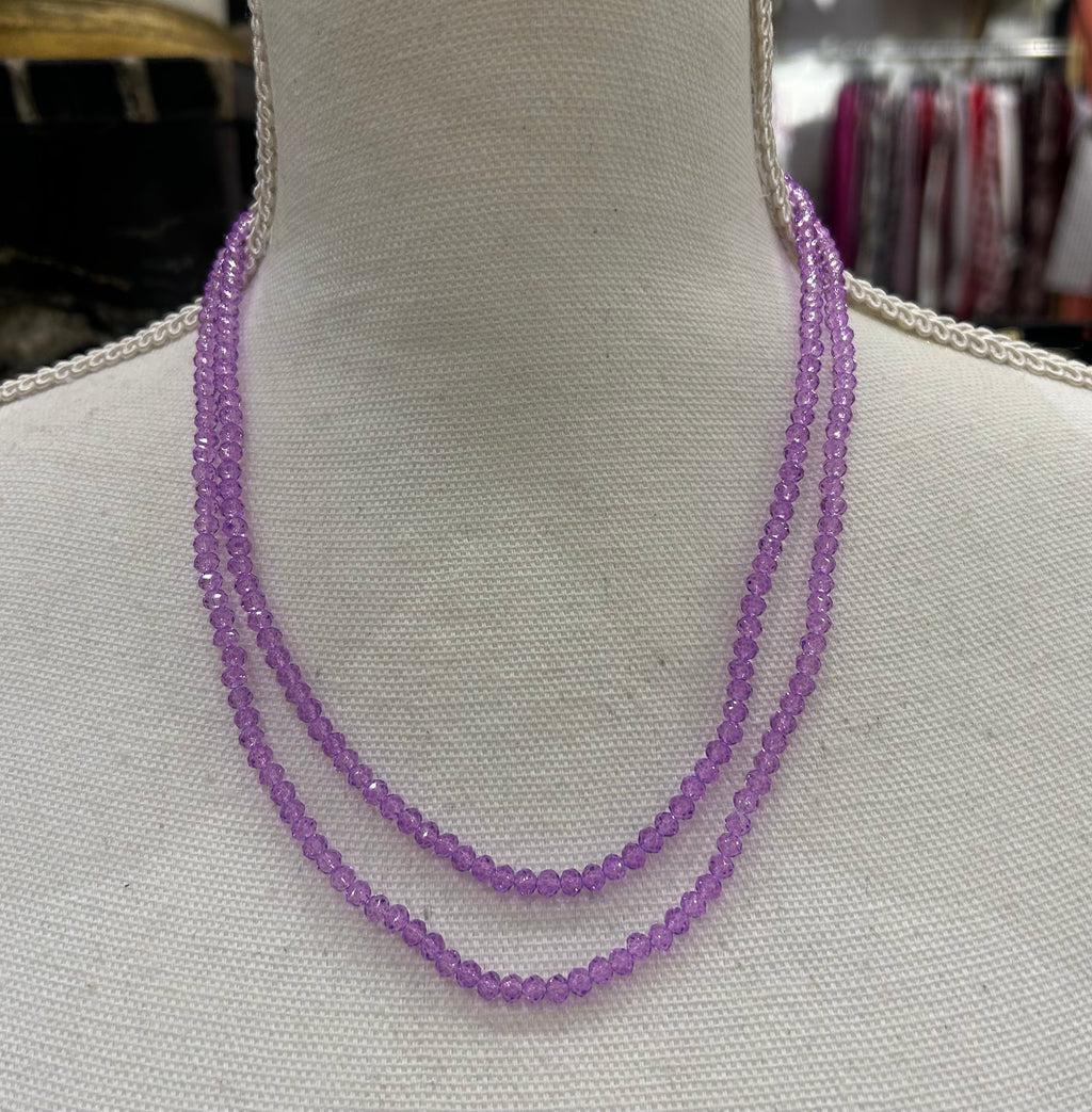 COLLAR BOLITAS MALVA TRANSPARENTE