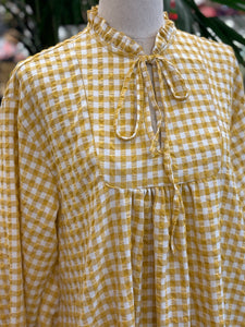 VESTIDO DE CUADRO VICHY AMARILLO