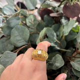 ANILLO RAYADO PIEDRA BLANCA