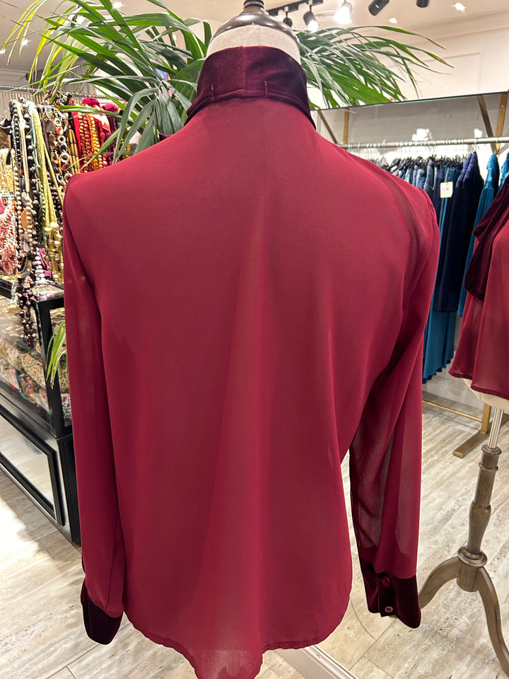 CAMISA LAZO TERCIOPELO BURDEOS