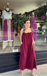 VESTIDO CON TIRANTES ANIMAL PRINT BURDEOS