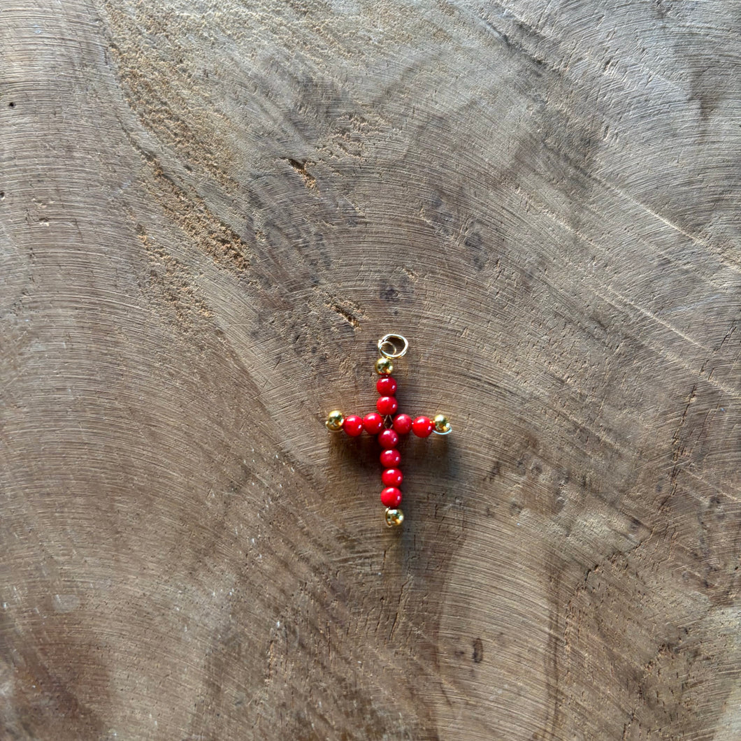 COLGANTE CRUZ ROJA BOLITAS