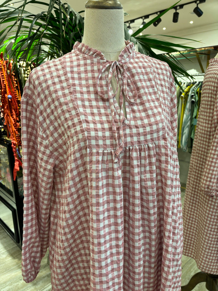 VESTIDO DE CUADRO VICHY ROSA