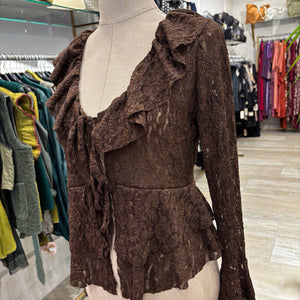 BLUSA DE ENCAJES MARRÓN