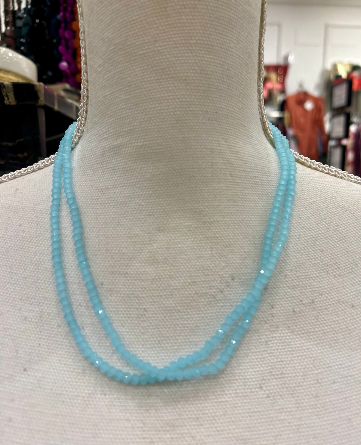 COLLAR LARGO BOLITAS TURQUESA