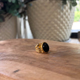 ANILLO PIEDRA NEGRA OVALADA