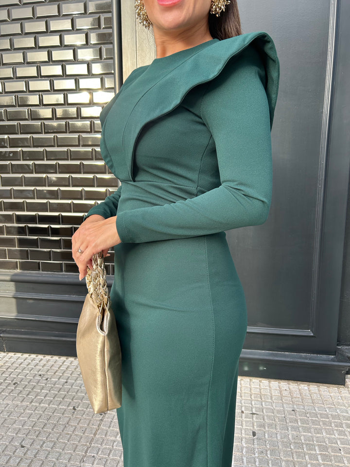 VESTIDO  DE FIESTA VERDE BOTELLA