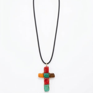 COLLAR LARGO CRUZ COLORES