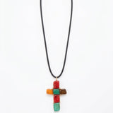 COLLAR LARGO CRUZ COLORES