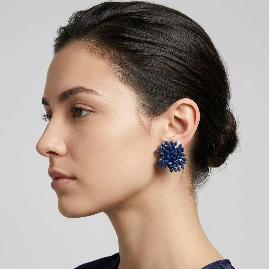 PENDIENTE POMPON AZUL