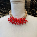 COLLAR MADERA Y CORAL ROJO