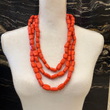 COLLAR LARGO PIEDRAS NARANJA