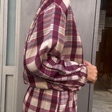 CONJUNTO DE BOMBER Y PANTALON DE CUADROS BURDEOS