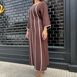 VESTIDO MARRON CON VIVOS
