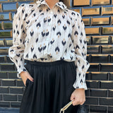CAMISA ESTAMPADA CUELLO FRUNCIDO