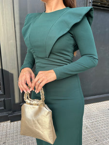 VESTIDO  DE FIESTA VERDE BOTELLA