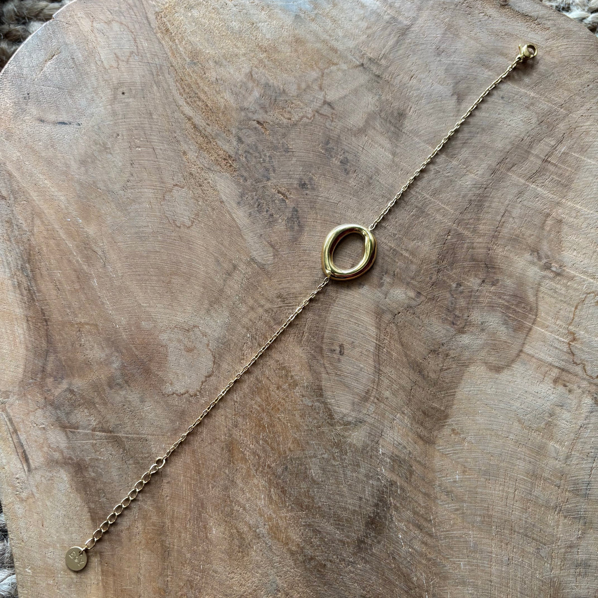 PULSERA CADENA CIRCULO OVALADO