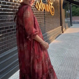 VESTIDO DE GASA ESTAMPADO CACHEMIRE CON FORRO