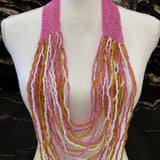 COLLAR LARGO CUENTAS ROSA