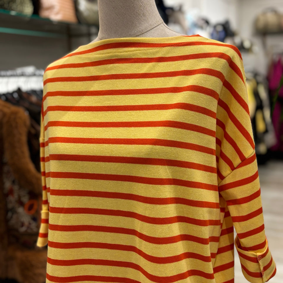 CAMISETA DE RAYAS AMARILLA Y NARANJA