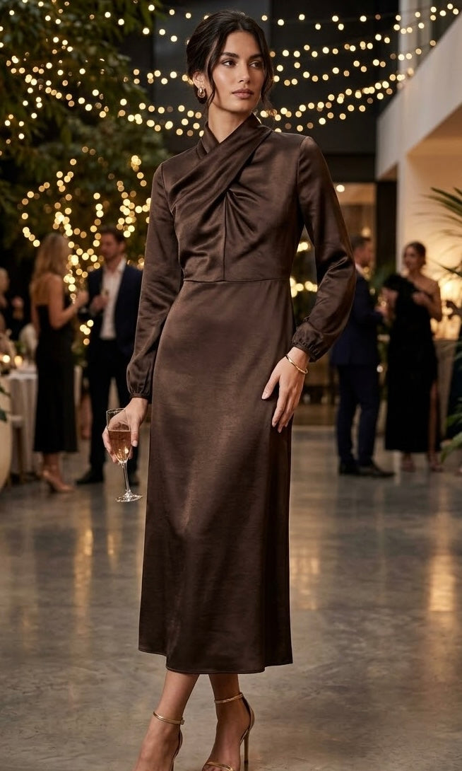 VESTIDO BERGAMO MARRON