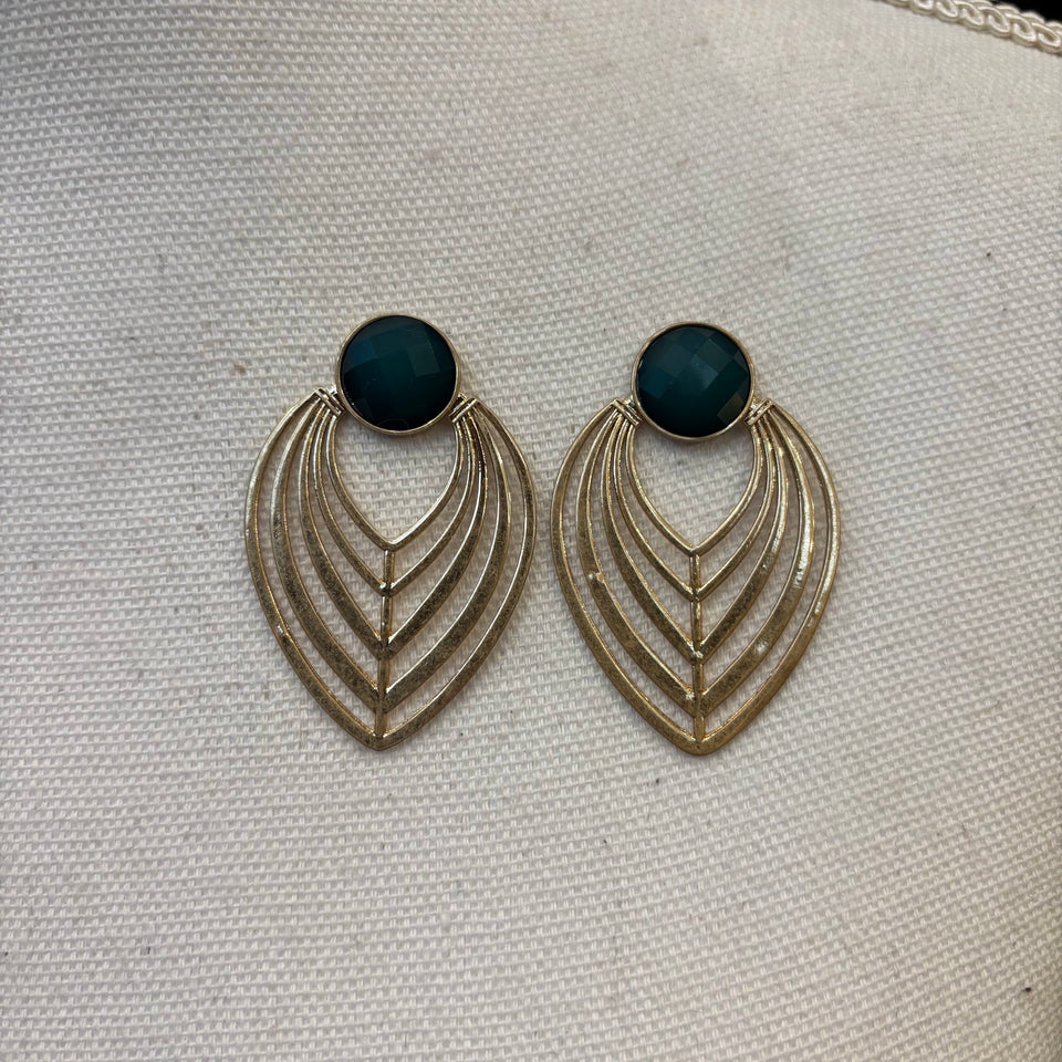 PENDIENTE VERDE Y DORADO