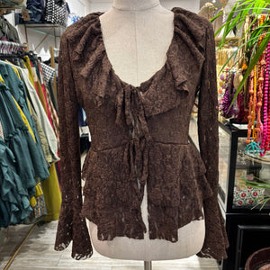 BLUSA DE ENCAJES MARRÓN