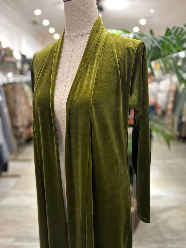 KIMONO TERCIOPELO LARGO VERDE PISTACHO