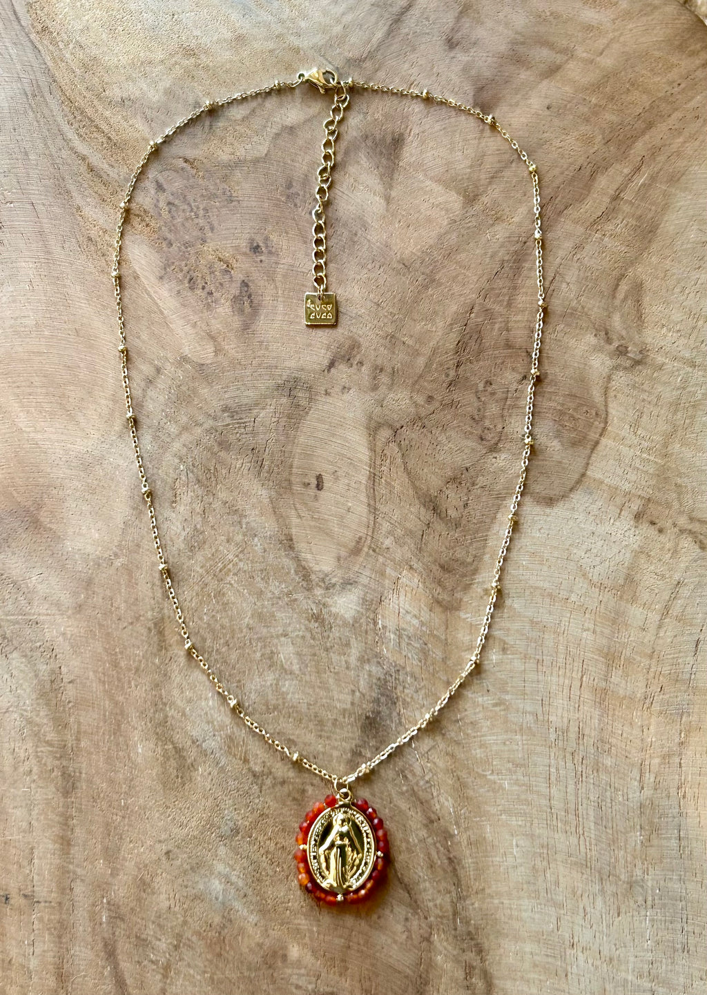 CADENA VIRGEN MILAGROSA NARANJA