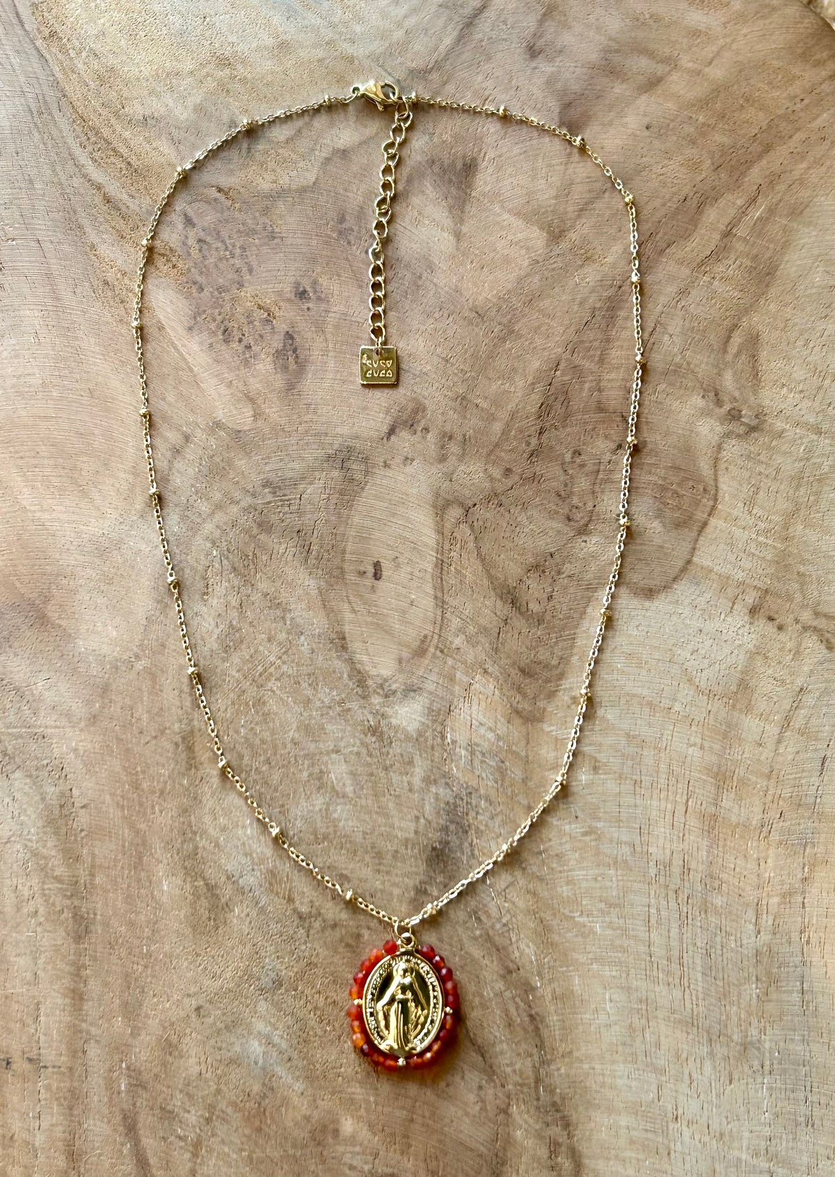 CADENA VIRGEN MILAGROSA NARANJA