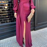 VESTIDO LARGO BURDEOS