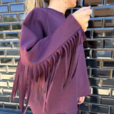 SUDADERA OVERSIZE FLECOS BURDEOS