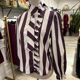 BLUSA RAYAS BEIGE/ MORADO