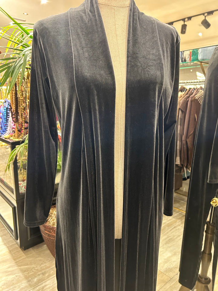 KIMONO TERCIOPELO LARGO GRIS