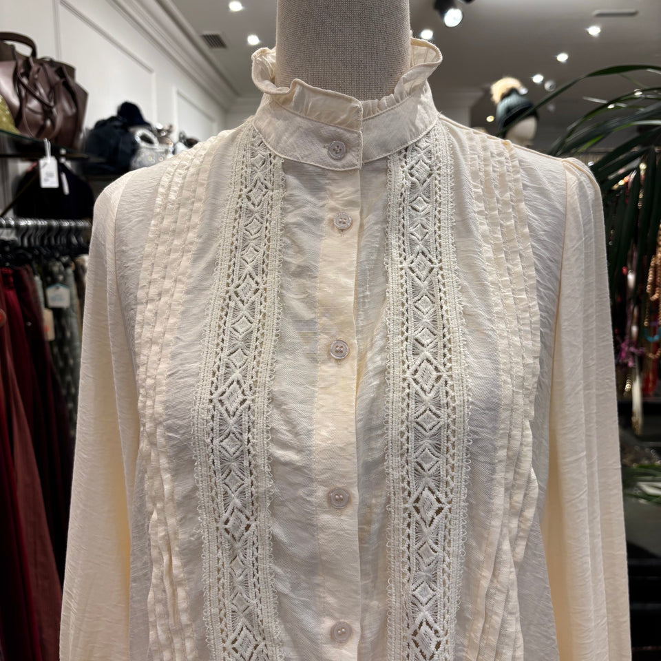 BLUSA BEIGE CUELLO MAO