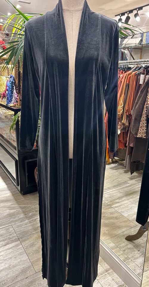 KIMONO TERCIOPELO LARGO GRIS