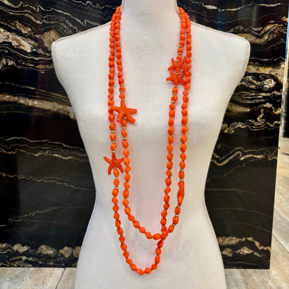 COLLAR LARGO ESTRELLA DE MAR NARANJA