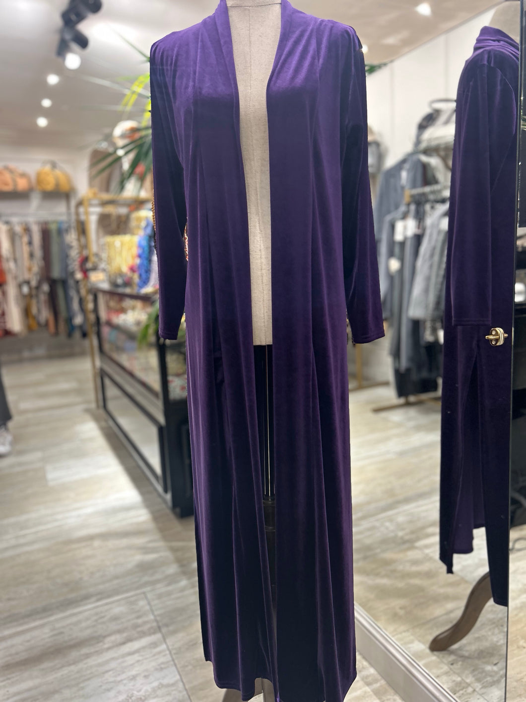 KIMONO TERCIOPELO LARGO MORADO