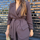 CONJUNTO DE BLAZER Y PANTALON MARRON