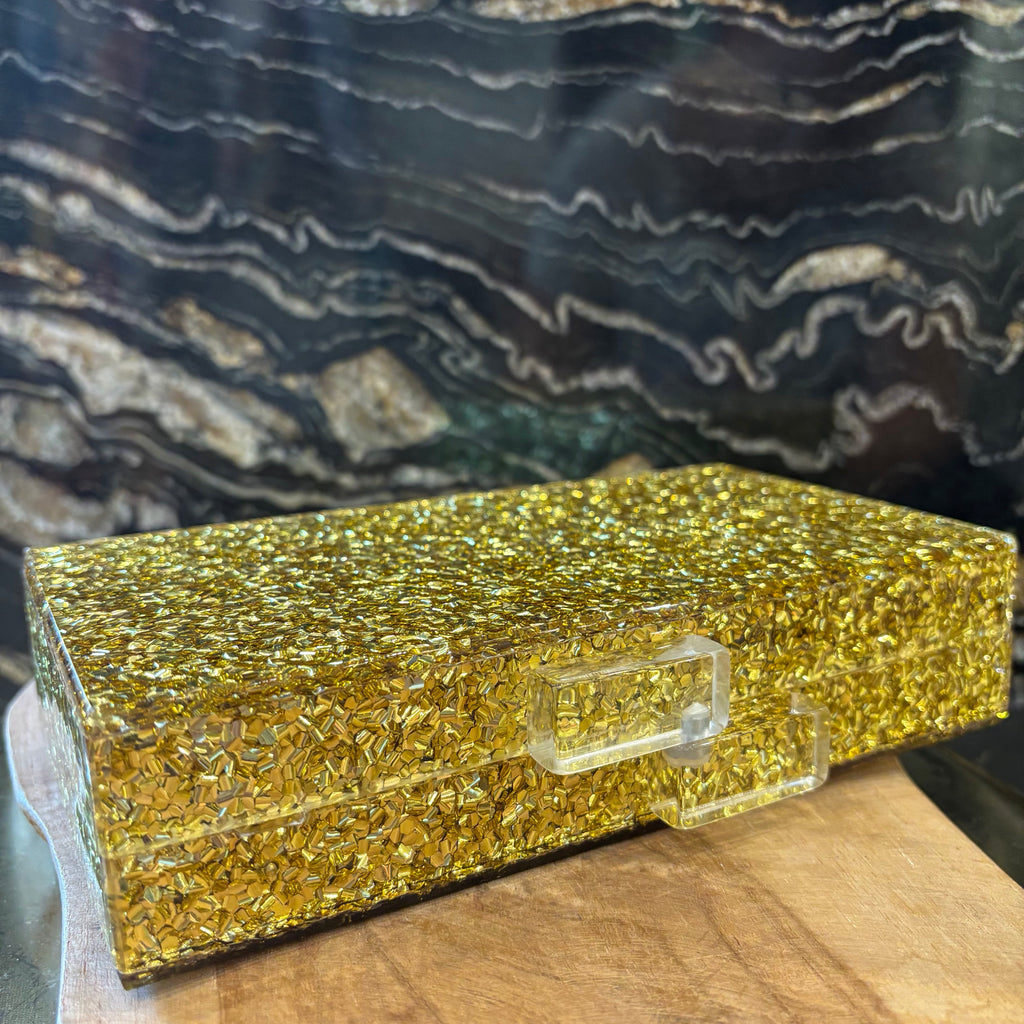 CLUTCH DE FIESTA DORADA CONFETI