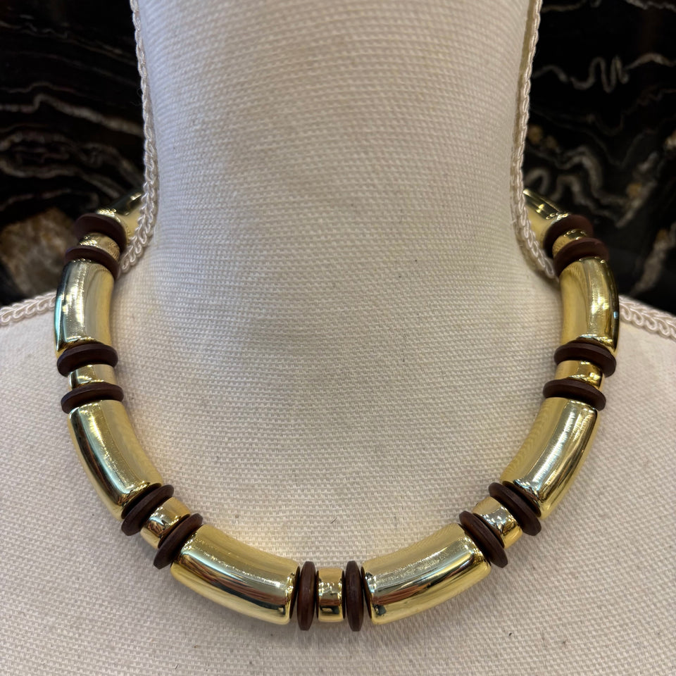 COLLAR DORADO Y MARRÓN