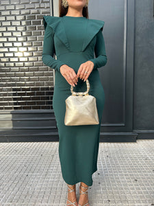 VESTIDO  DE FIESTA VERDE BOTELLA