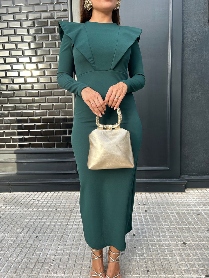 VESTIDO  DE FIESTA VERDE BOTELLA