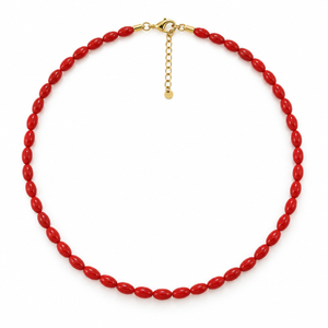 COLLAR CUENTA OVALADA ROJA