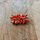 BROCHE GRANDE DORADO Y CORAL