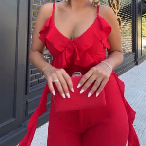 MONO CON VOLANTES ATADO A LA ESPALDA ROJO