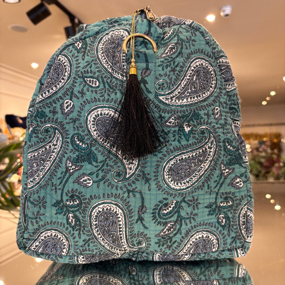 BOLSA ESTAMPADA FONDO VERDE AGUA